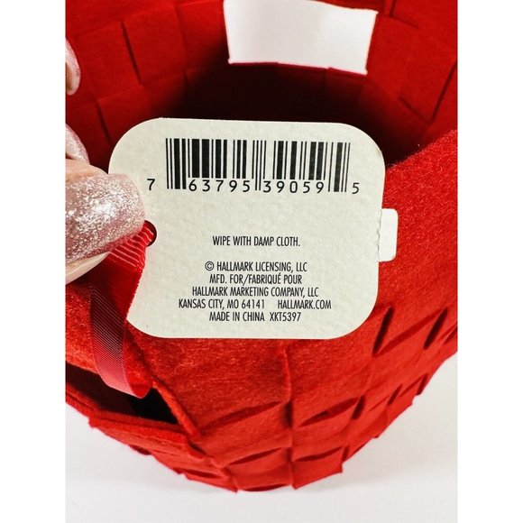 Hallmark Woven Red Felt Tote Gift Bag Christmas Holiday Large 2018 NWT Storage - Picture 4 of 13